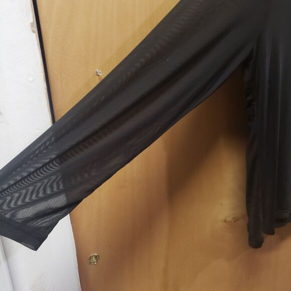 CALVIN KLEIN WOMEN'S BLACK SHEER BUTTON SHIRT SZ L
LONG SHEER SLEEVES - Picture 5 of 6